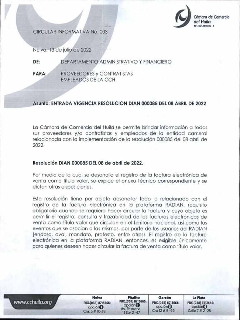 Circular Informativa 003 | PDF