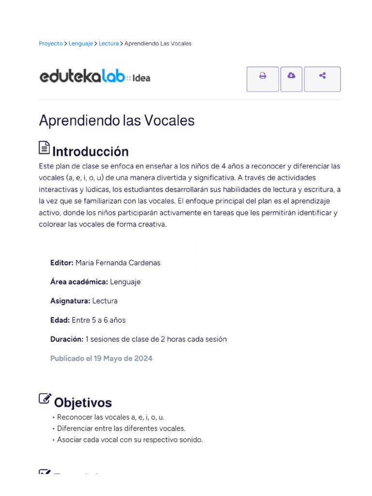 Aprendiendo Las Vocales | PDF
