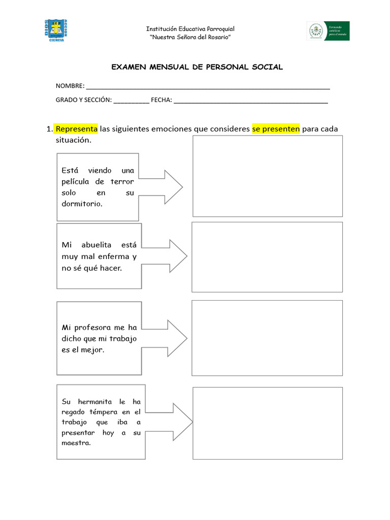 Examen de Personal Social | PDF