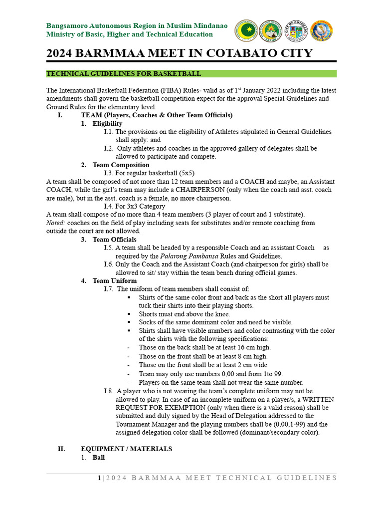 Technical Guidelines For Basketball 3 | PDF | Sports Rules And ...