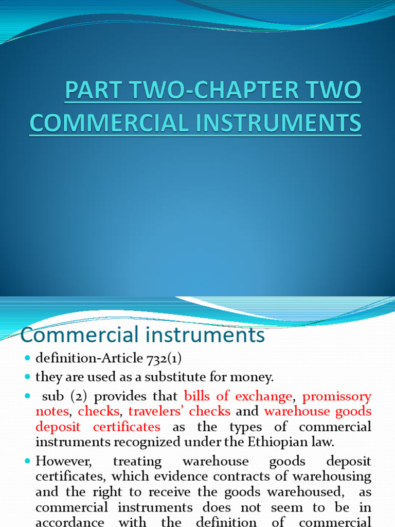 Overview of Commercial Instruments in Ethiopia | PDF | Negotiable ...