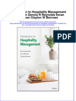 Introduction To Hospitality Management 1St Edition Dennis R Reynolds Imran Rahman Clayton W Barrows Online Ebook Texxtbook Full Chapter PDF