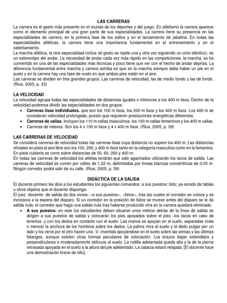 Las Carreras | PDF | Deporte del atletismo