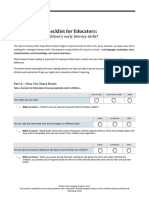 Book Reading Checklist Educators Fillable