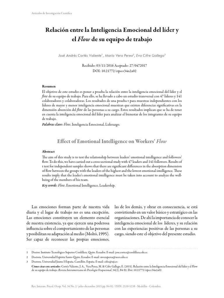 Liderazgo Emocional y Flow en Equipos | PDF | Las emociones | Liderazgo