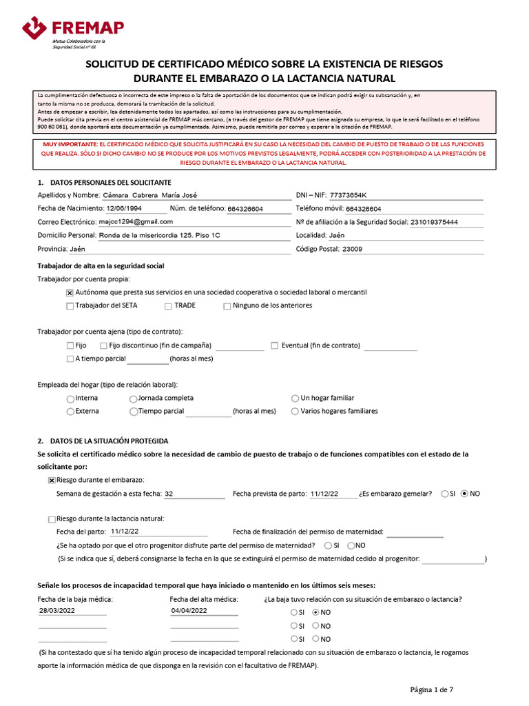 Certificado de Riesgo en Embarazo/Lactancia | PDF | Documento de