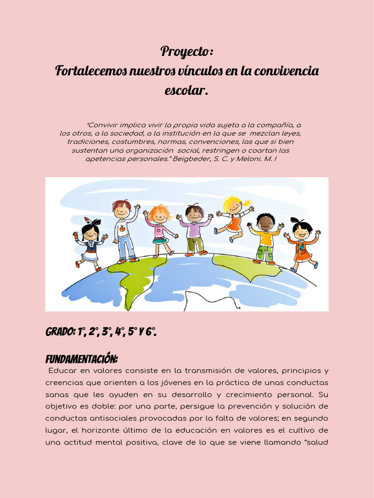 Proyecto de Convivencia Escolar Primaria | PDF | Escritura | Aprendizaje