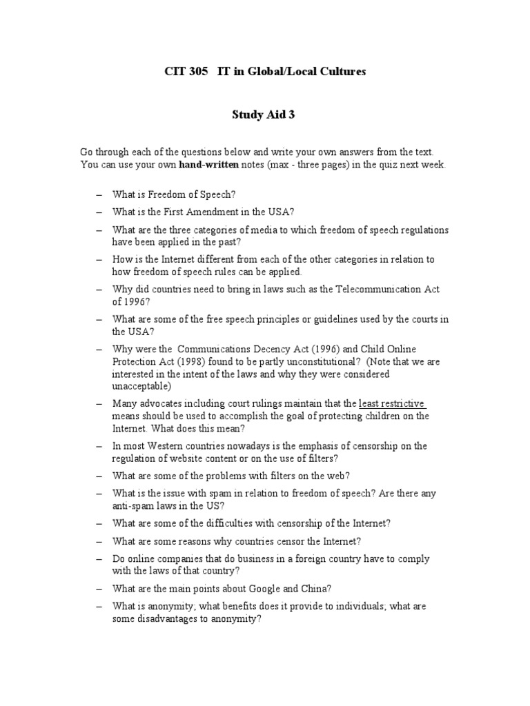Study Aid 3 | PDF