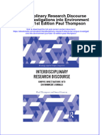 Interdisciplinary Research Discourse Corpus Investigations Into Environment Journals 1st Edition Paul Thompson