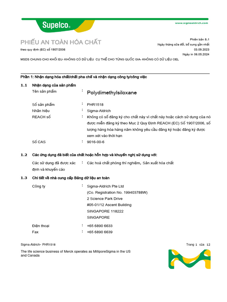 MSDS Silicone DF-1 | PDF