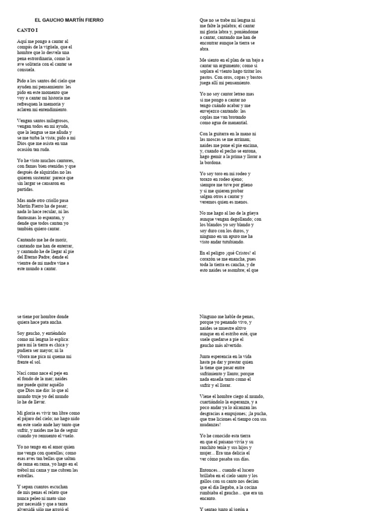 El Gaucho Martín Fierro La Ida Pdf