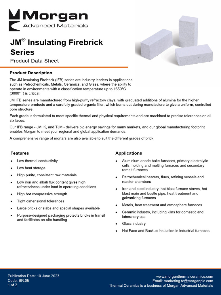 Jm Ifb Series Eng | PDF | Refractory | Chemical Substances