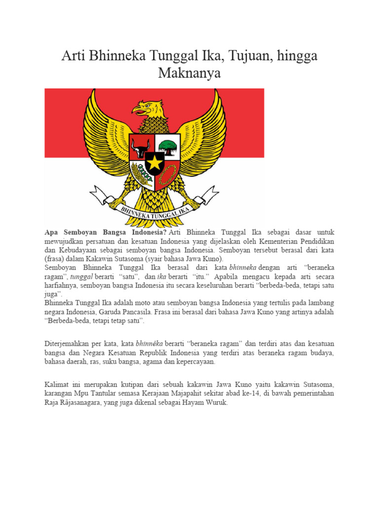 Arti Bhinneka Tunggal Ika | PDF