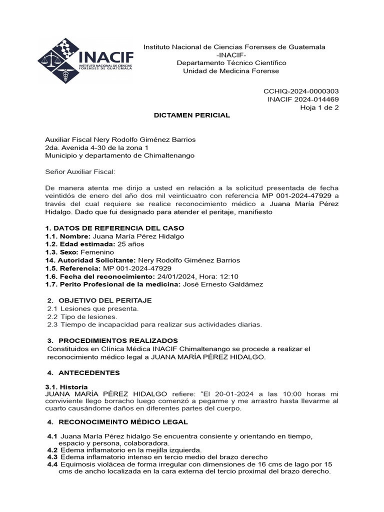 Resultados de Dictamen Pericial INACIF | PDF | Jurisprudencia médica ...