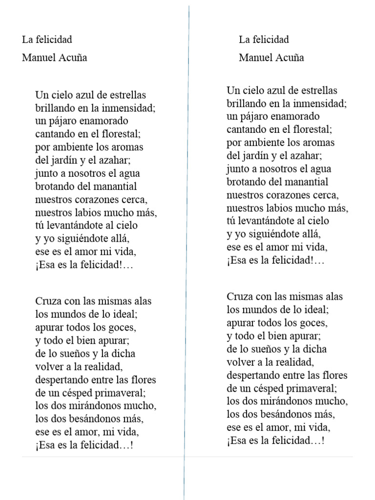 La felicidad en Manuel Acuña | PDF