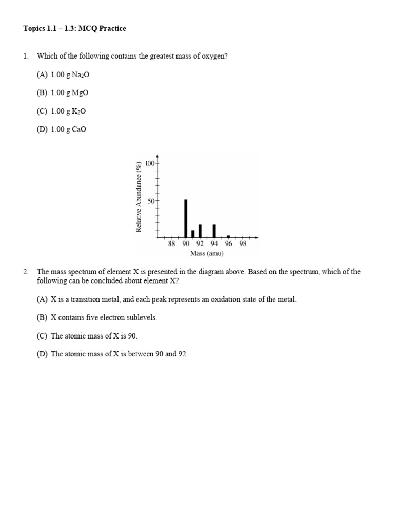 Topics 1 1 1 3 mcq practice download free pdf chemical elements