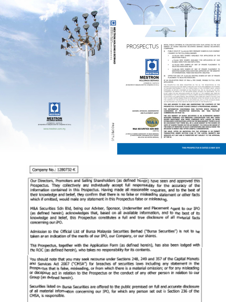 Mestron Holdings Berhad IPO Prospectus | PDF | Securities (Finance ...