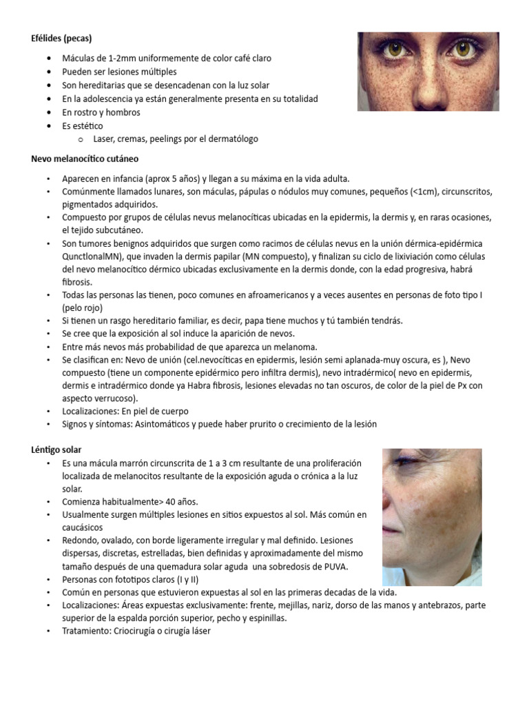 Efélides | PDF | Piel | Dermatología