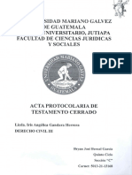 Acta y Plica de Testamento Comun Cerrado