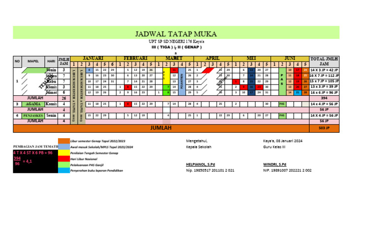 Jadwal Tatap Muka SD Negeri 176 | PDF