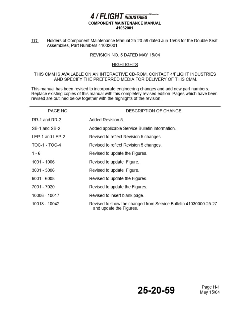 Revised Component Maintenance Manual 25-20-59 | PDF