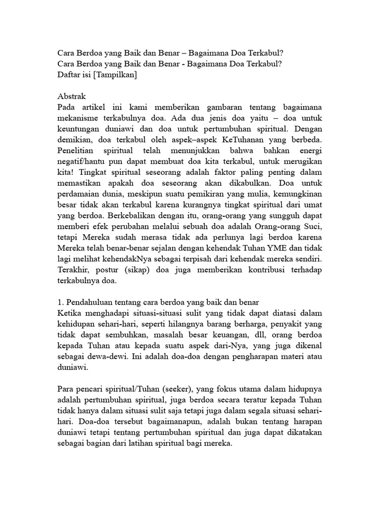 Cara Berdoa Dengan Baik Dan Benar | PDF | Pengembangan Diri