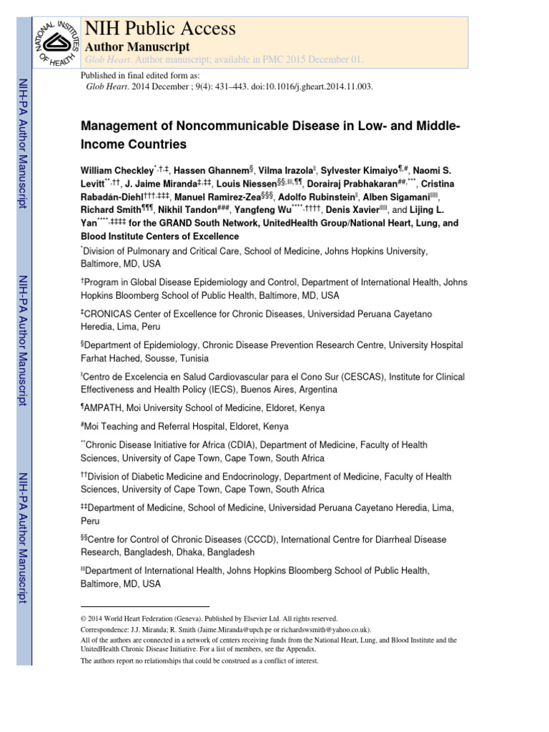 NCD Management in Low-Income Countries | PDF | Non Communicable Disease ...