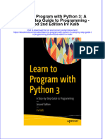 Download ebook Learn To Program With Python 3 A Step By Step Guide To Programming 2Nd Ed 2Nd Edition Irv Kalb online pdf all chapter docx epub 