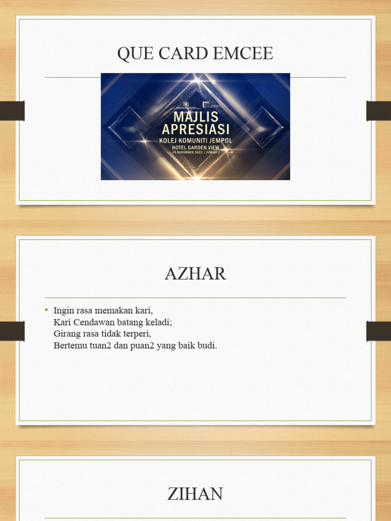 Contoh Cue Card untuk Emcee | PDF