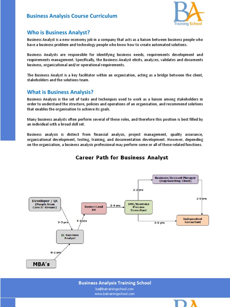 BA Online Training Course Information | PDF