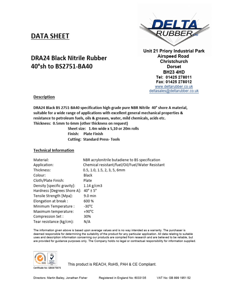 Nitrile Rubber Specifications BS 2751 | PDF | Materials | Chemical ...
