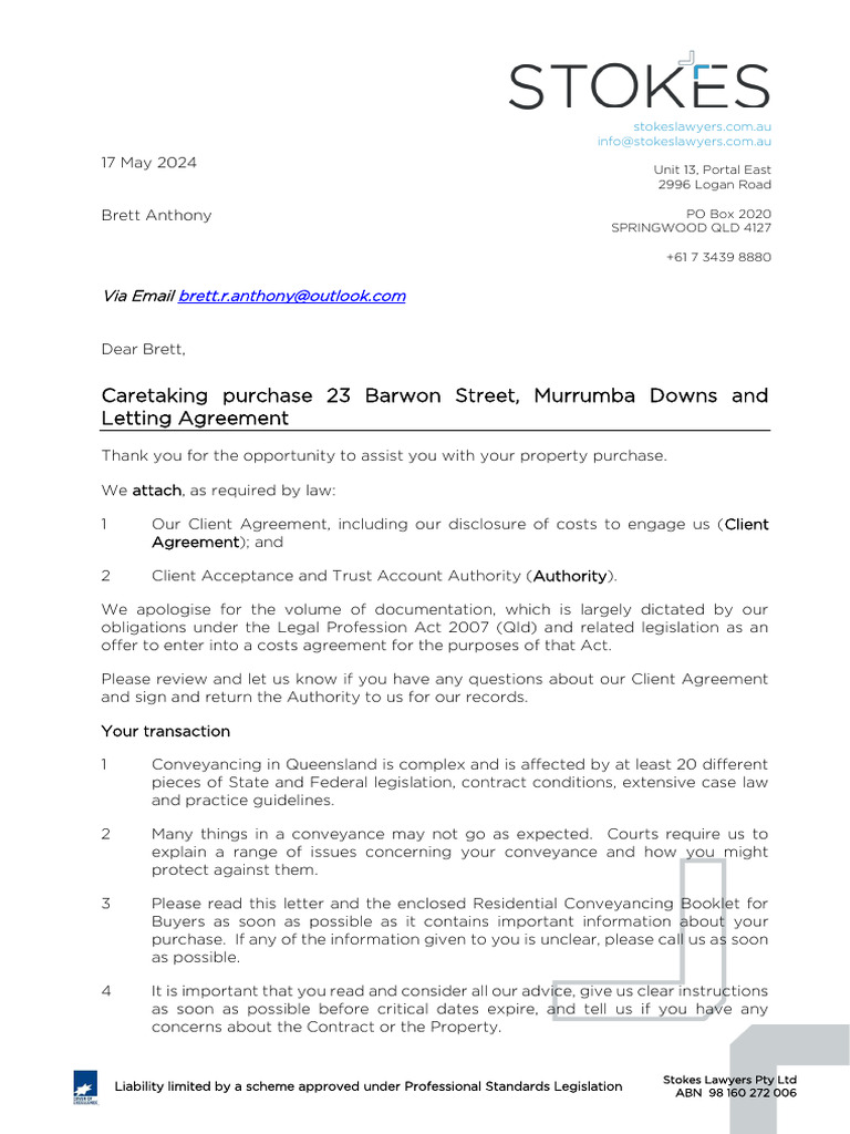 Buyer Initial Letter | PDF | Conveyancing | Business Law