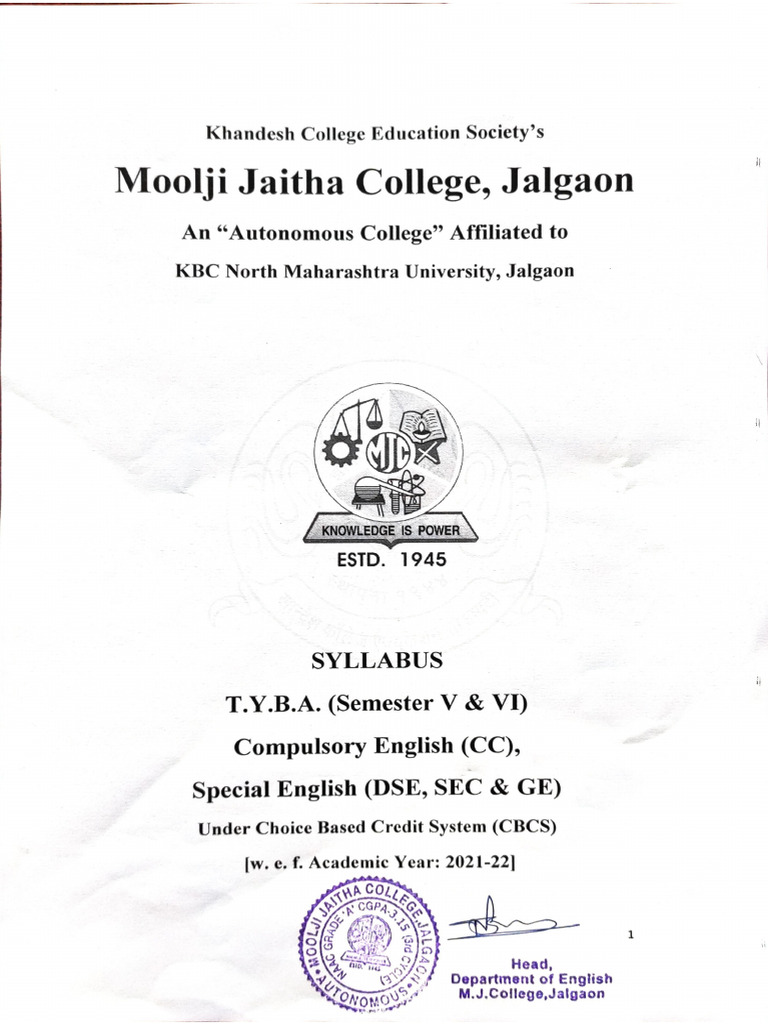 English TYBA Syllabus 2021 22 PDF