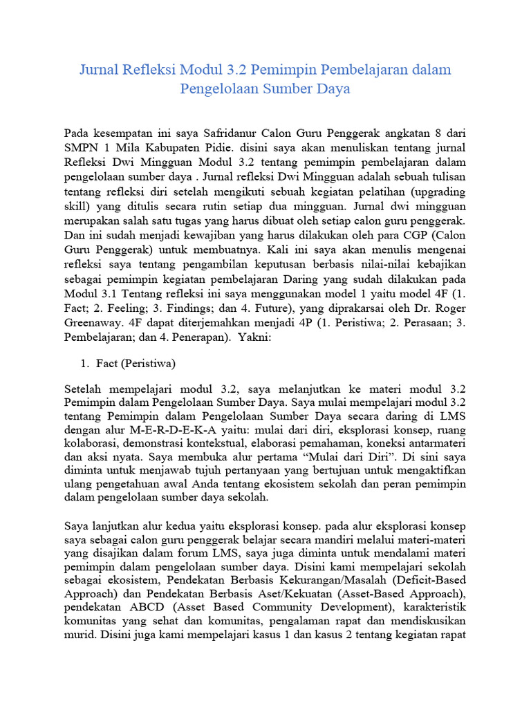 Refleksi Pemimpin Pembelajaran Daring | PDF | Karier & Perkembangan
