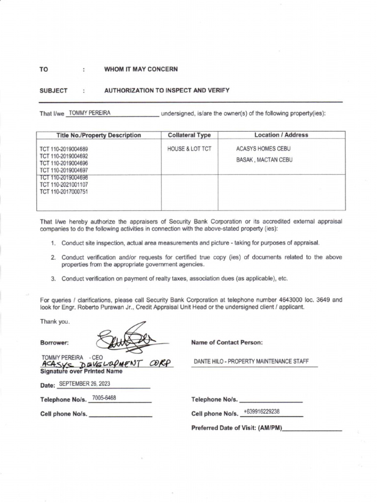 Authority To Inspect | PDF