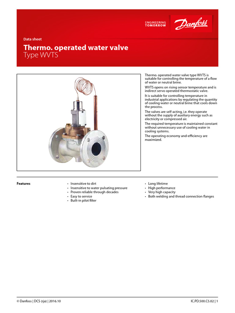 Danfoss WVTS Thermostatic Water Valve | PDF | Valve | Water