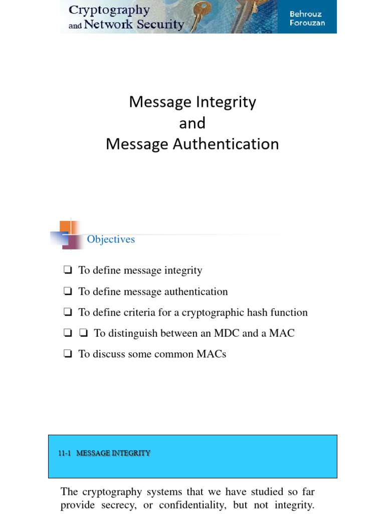 Message Integrity vs. Authentication in Cryptography | PDF ...