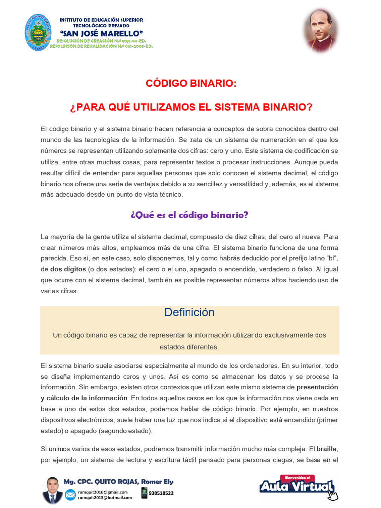 Informatica e Internet - Semana 07 - A - Ml01-Codigo Binario | PDF ...