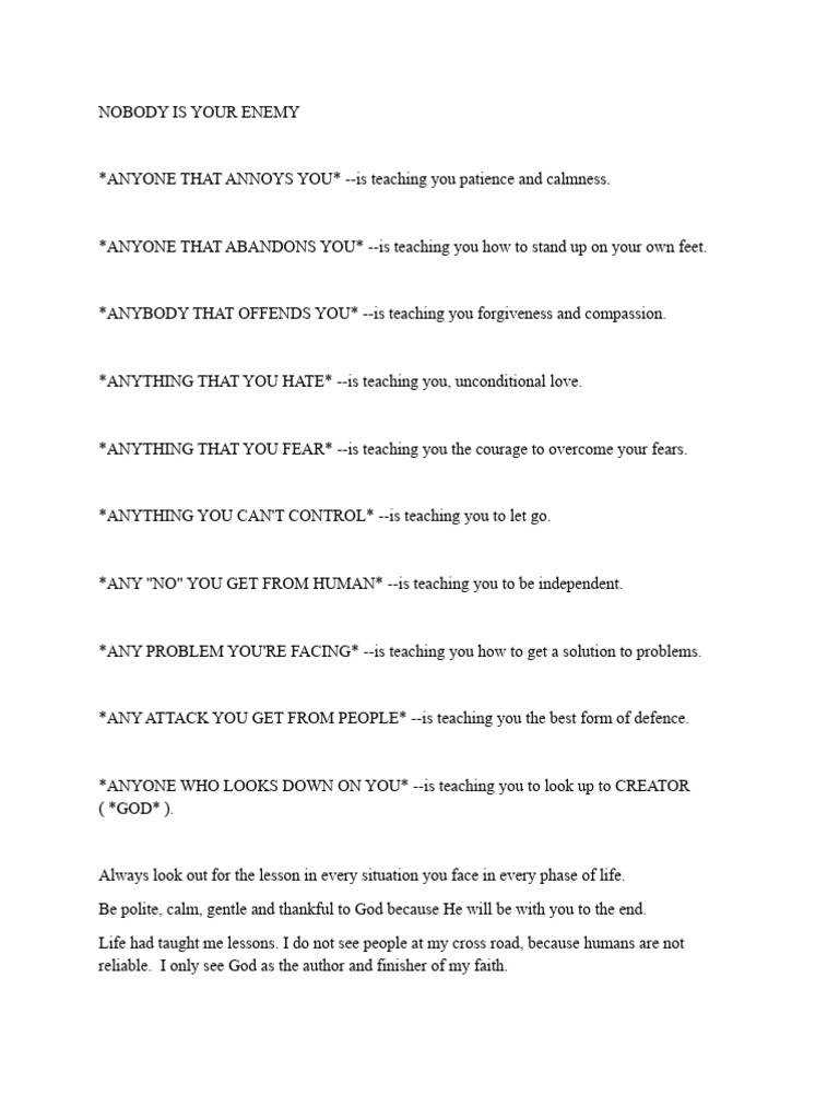 Life Lessons | PDF | Forgiveness