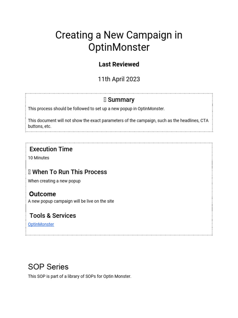 Creating A New Campaign In OptinMonster PDF World Wide Web 