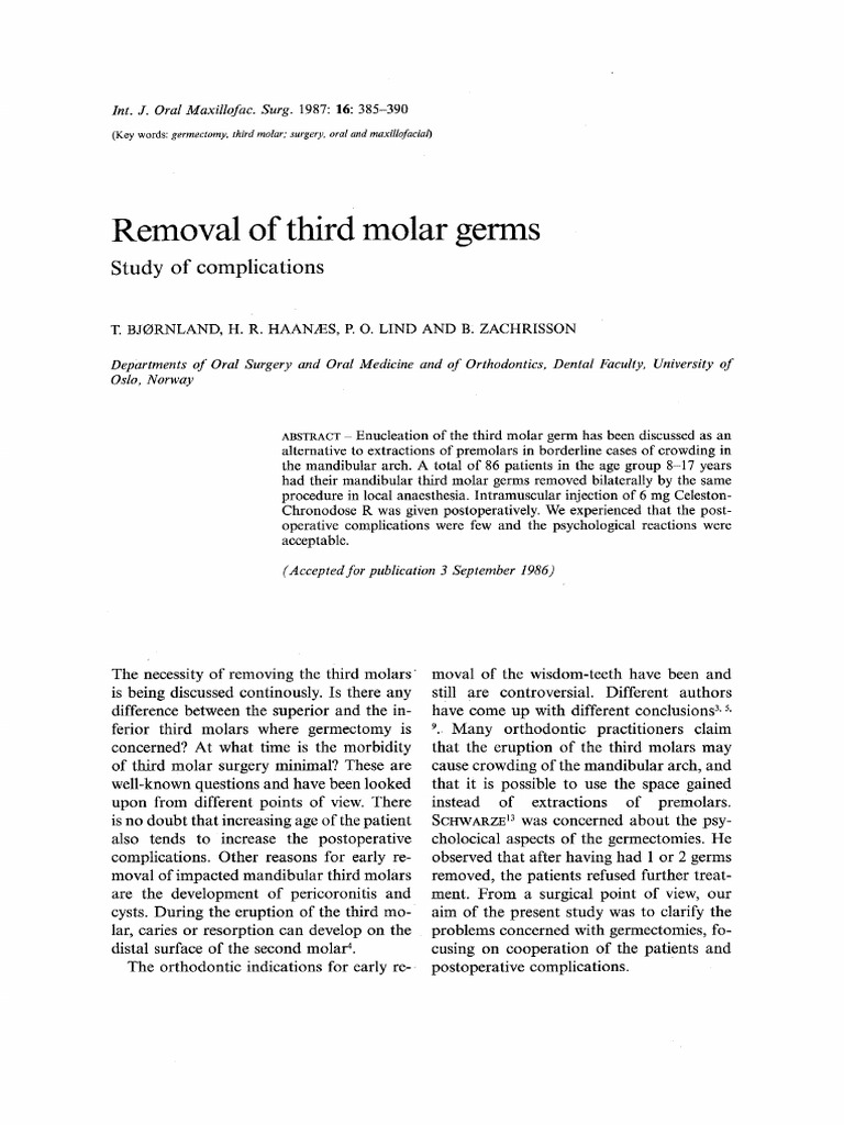 Removal of Third Molar Germs | PDF | Surgery | Mouth