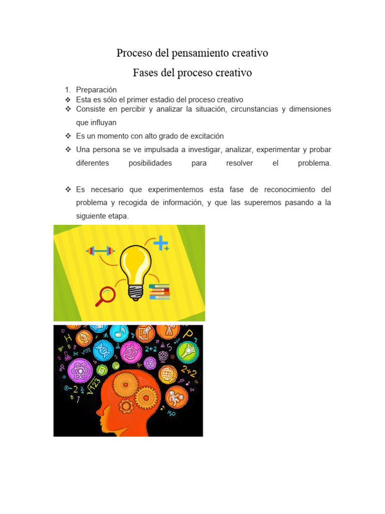 Fases del Proceso Creativo según Wallas | PDF | Pensamiento | Creatividad