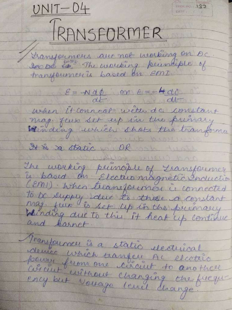 Unit 4 (A) Transformer | PDF