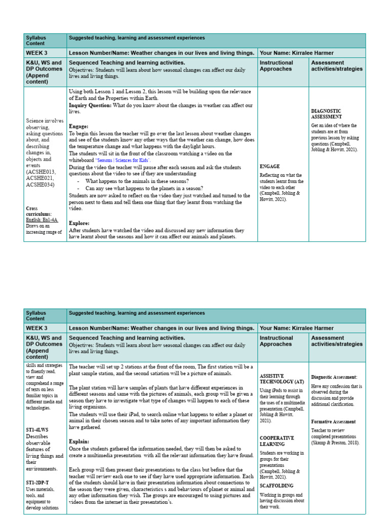 Assessment 2 Lesson Plan 3 | PDF | Learning | Cognition