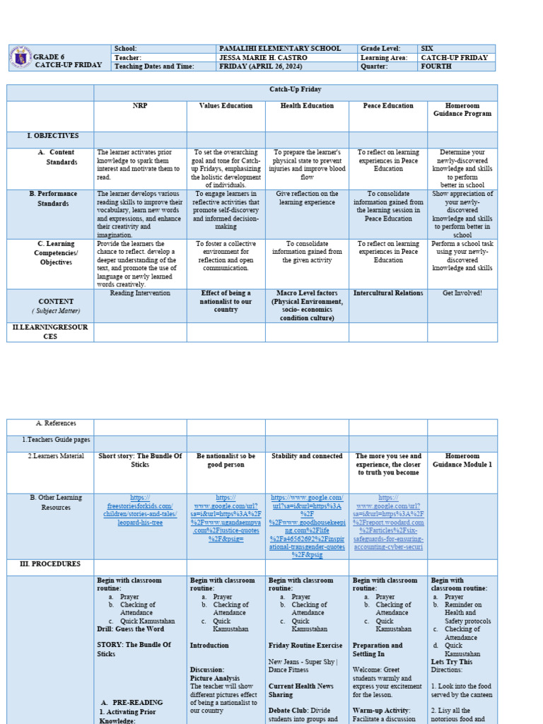 Grade 6 Pdf Learning Teachers