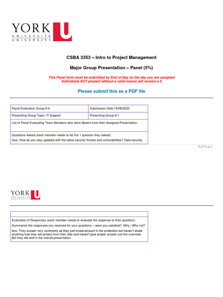 Project Management Panel Evaluation Guide | PDF | Cognitive Science ...
