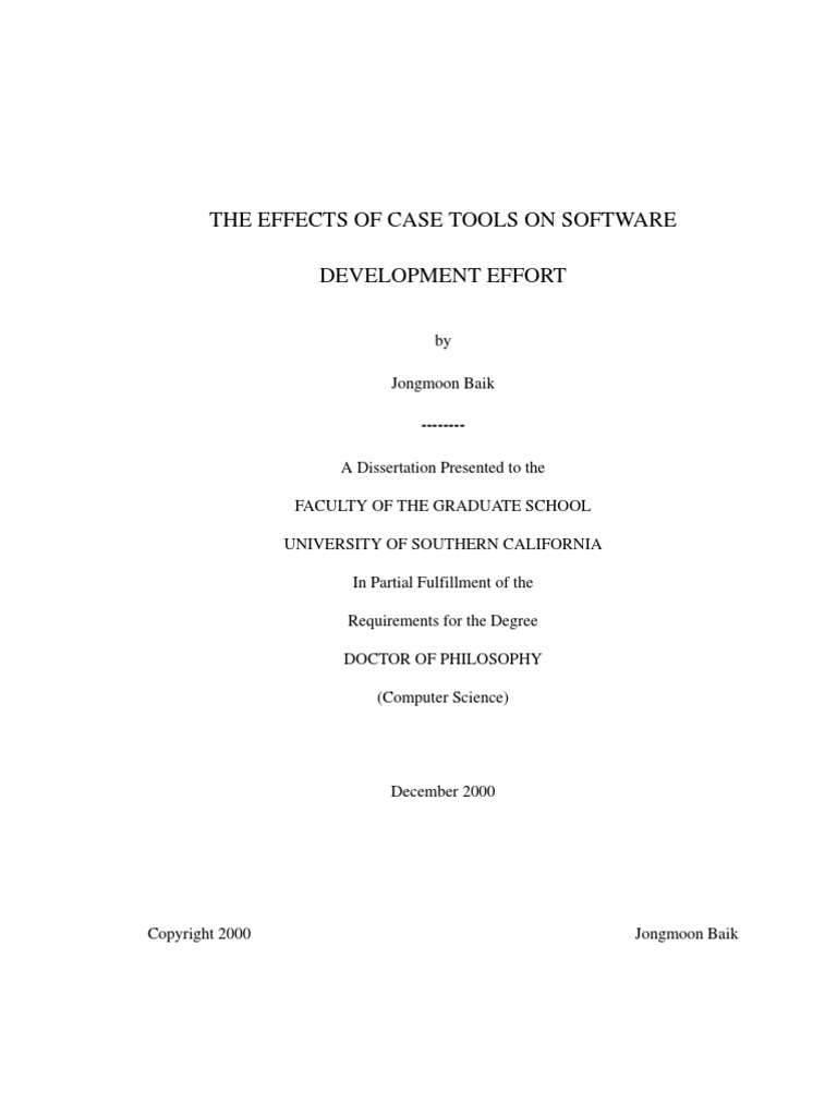 The Effects of Case Tools On Software Development Effort | PDF | Cross ...