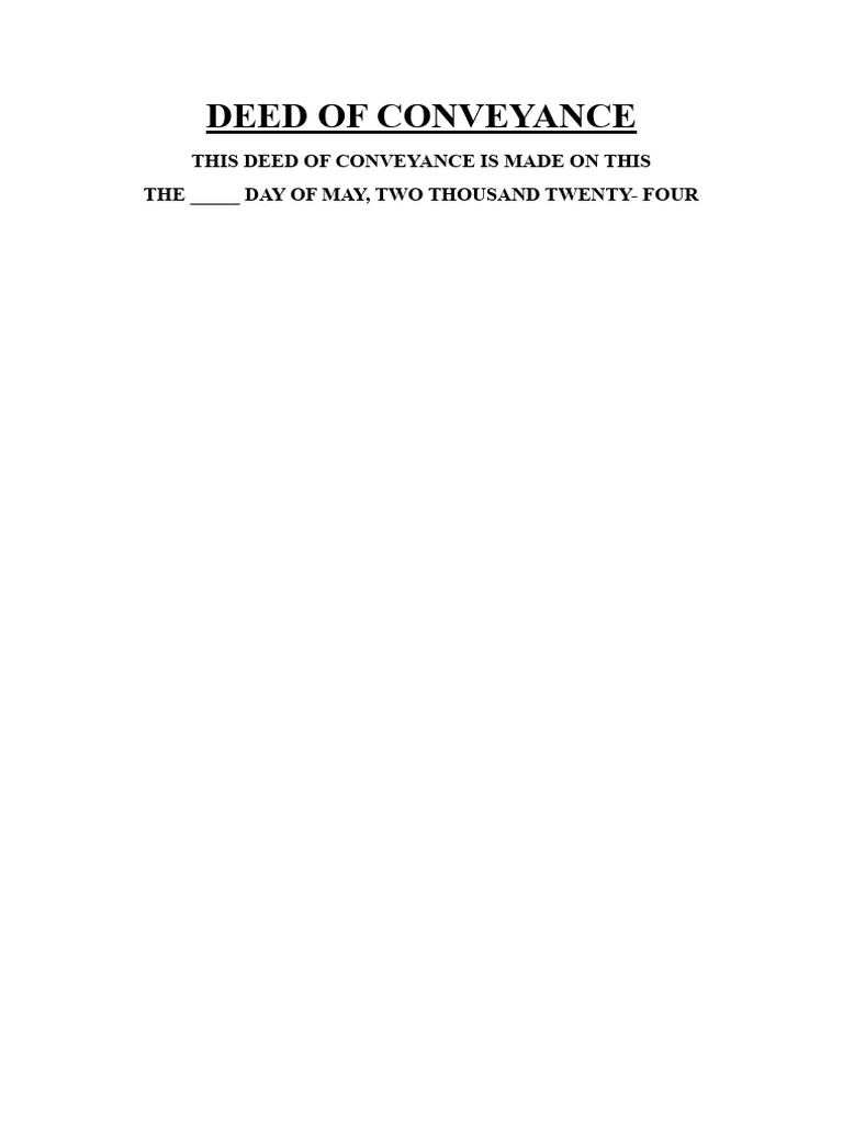 DEED OF CONVEYANCE MAMTU ROY PDF Common Law Property Law