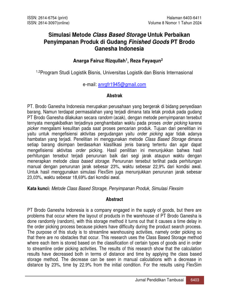 Optimasi Gudang PT Brodo: Class Based Storage | PDF
