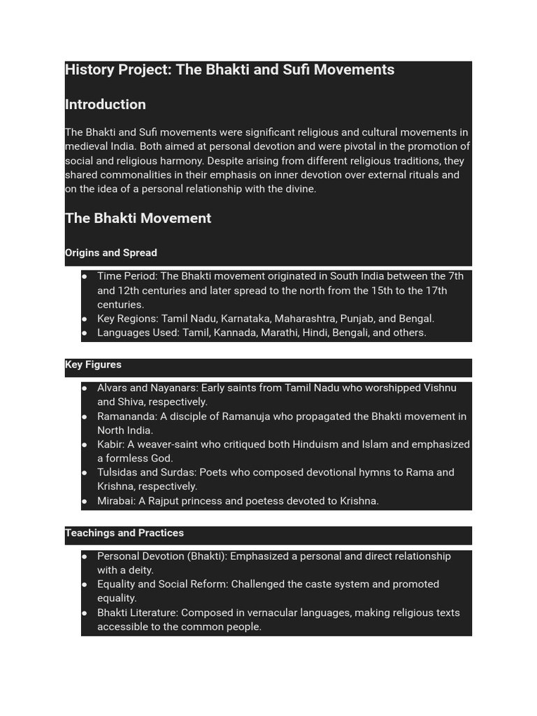 history project | PDF | Bhakti | Bhakti Movement